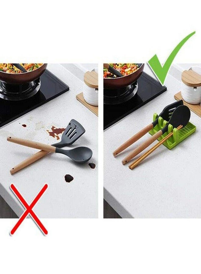 Fayby 4 Slots Cooking Utensil Storage Rack | Plastic Spatula Spoon Rests Stand Lid Rack Holder for Kitchen Platform and Dining Table for Holding Messy Spoon While Cooking - 2 Psc (Multicolor) - Image 5
